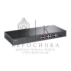 Коммутатор TP-LINK TL-SL1218MP Неуправляемый коммутатор PoE на 16 портов 10/100 Мбит/с и 2 гигабитных порта