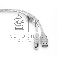 Кабель Cablexpert USB2.0 Pro, AM/BM, 2м, экран, 2 феррит.кольца, прозрачный (CCF-USB2-AMBM-TR-2M)