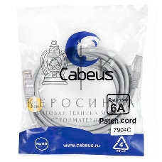 Шнур коммутационный Cabeus, кат. 6A, экр., S/FTP, RJ45/RJ45, LSZH, AWG26, 3м, серый