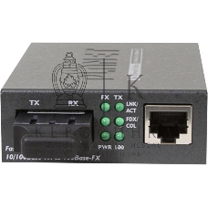 Медиаконвертер FT-802S15 10/100TX - 100Base-FX (SC) Single Mode Bridge Fiber Converter - 15KM, LFPT