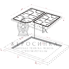 Варочная панель Kuppersberg FS 66 B, газ, High-Tech, 58 см, автоматический электроподжиг, газ-контроль, форсунки под сжиженый газ, SABAF конфорки, чугунные решетки, цвет черный, цвет фурнитуры черный