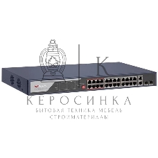 Коммутатор Hikvision DS-3E0326P-E(C) (L2) 24x1 Гбит/с 2xКомбо(1000BASE-T/SFP) 2SFP 24PoE 370W неуправляемый