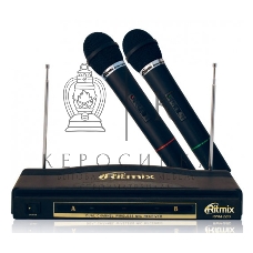 Микрофон радио Ritmix RWM-220 черный беспроводные 2 шт в комплекте
