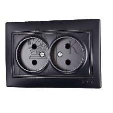 Розетка 2-м СП Мира 16А IP20 без заземл. со вставкой керамика черный бархат LEZARD 701-4242-128