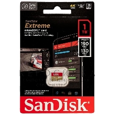 Флеш карта microSDXC SanDis 1024GBEXTREME Class 10, UHS-I, W130, R 190 МБ/с, без адаптера на SD