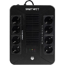 Источник бесперебойного питания SMARTWATT UPS SAFE PRO 1000 черный 1000/600 ВА/Вт, линейно-интерактивный, напольный/настенный, LED индикация, Shuko CEE7/4 - 8 шт. (4 шт. с резервным питанием, 4 шт. - сетевой фильтр)