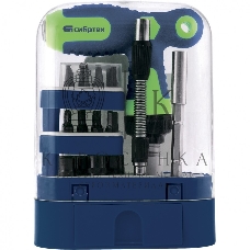 Отвертка Т-образная реверсивная Сибртех с набором бит, торцевых головок, 33 предмета, CrV