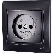 Розетка 1-м СП Мира 16А IP20 без заземл. со вставкой керамика черный бархат LEZARD 701-4242-121