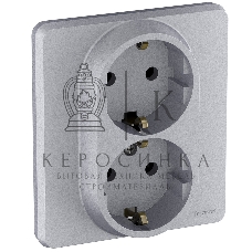Розетка 2 x 2К+З немецкий стандарт 16А 250 В алюминий