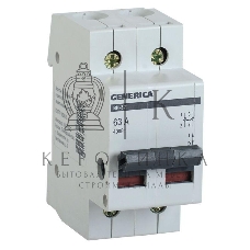 Выключатель нагрузки IEK MNV15-2-063 (мини-рубильник) ВН-32 2Р 63А GENERICA