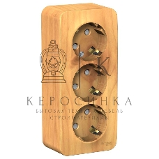 Розетка 3-я с заземлением со шторками ИЗОЛ.ПЛ.,16А, 250В, ЯСЕНЬ О/У