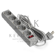 Сетевой фильтр ExeGate EX285799RUS EC-5-3G (5 евророзетки с заземлением, 3 м, защита от перегрузки, выключатель с подсветкой, серый)