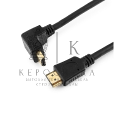 Кабель Cablexpert HDMI CC-HDMI490-15, 19M/19M, v2.0, медь, позол.разъемы, экран, угловой, 4.5м, черный, пакет
