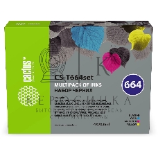 Чернила Cactus CS-T664set 664 голубой/пурпурный/желтый/черный набор 4x70мл для Epson L130,L110,L100,L220,L200,L310,L300,L360,L361,L380,L382,L350,L355,L365,L395,L405,L485,L495,L555,L565,L575,Expression ET-2500,ET-2550,ET-2600,ET-2650,ET-4500;WorkForce ET-1
